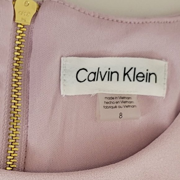 Calvin Klein Jewel Neck Flutter Sleeves Fitted Shift Dress Size 8 Dusty Pink NWT - Picture 7 of 13